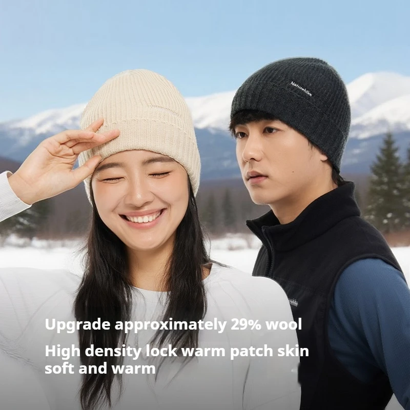 

Naturehike Flanked Wool Knitted Cap About 180g Fleece Lining Moisture Wicking Headband Breathable About 29% Wool High-Density T