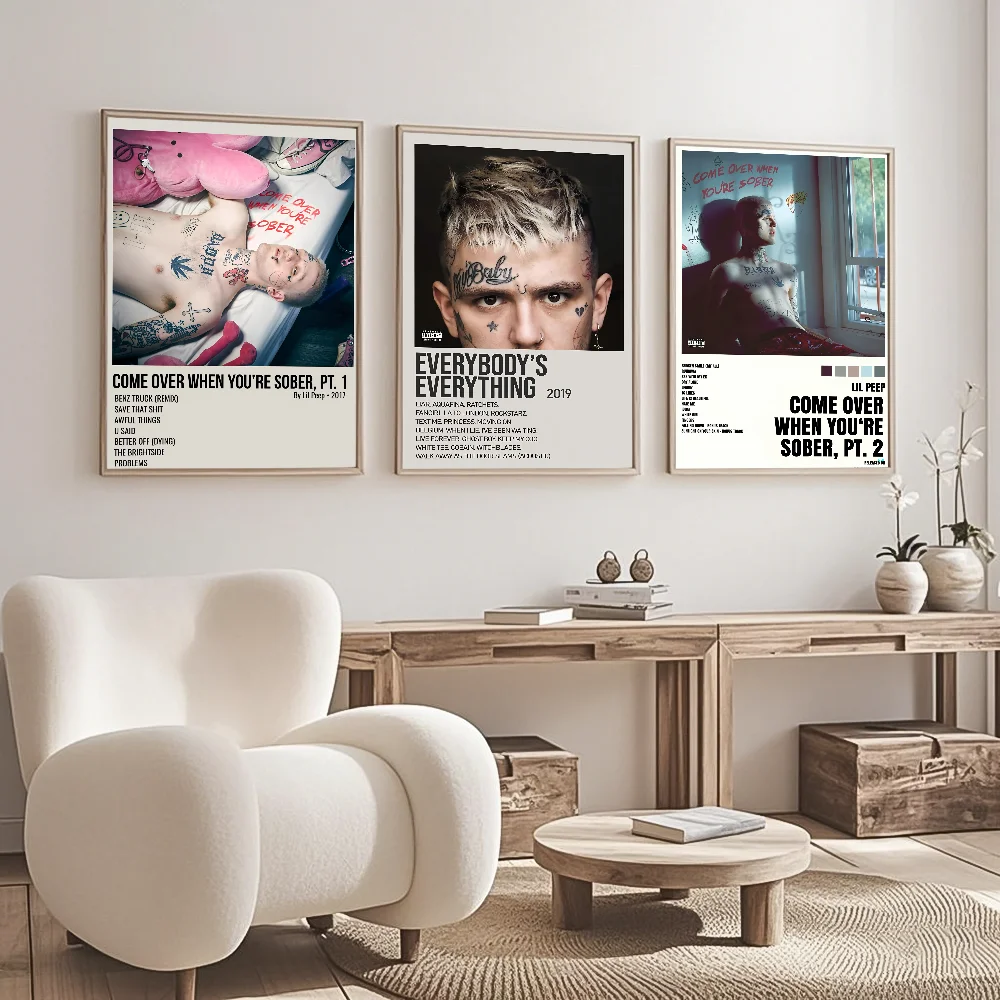 1PC Rapper Lil Peep Poster Album Cover Waterproof Wall Art Sticker For Bar Living Room Vintage Decor High Quality Print Gift