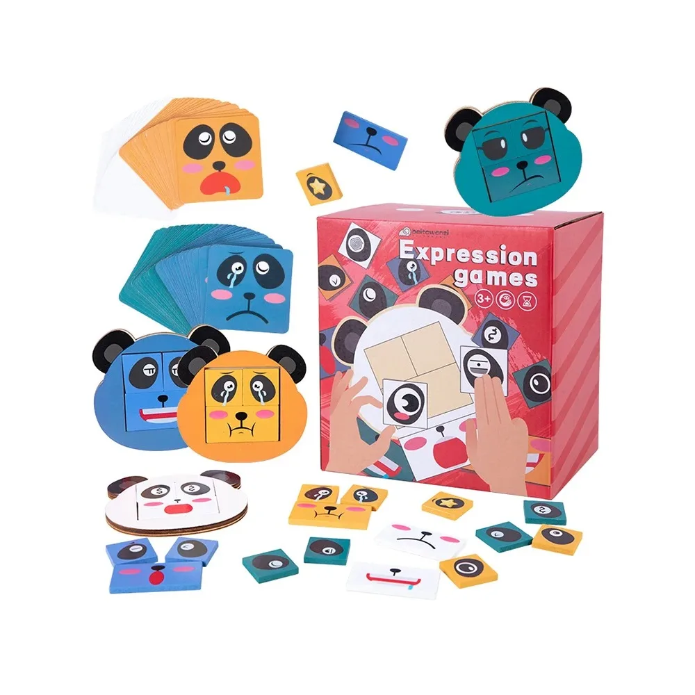 

NEW Cube Face Changing Building Blocks Board Cartoon Puzzle Montessori Wooden Level Game Thinking Challenge Toys Gift