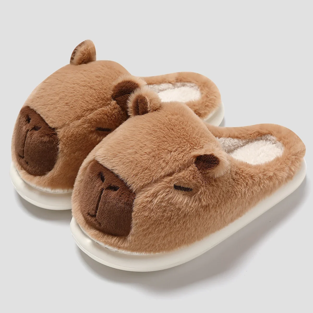 Winter Warm 3D Cartoon capybara Men Women Plush Slippers Non-slip Thick Sole Couple Home Cotton Shoes