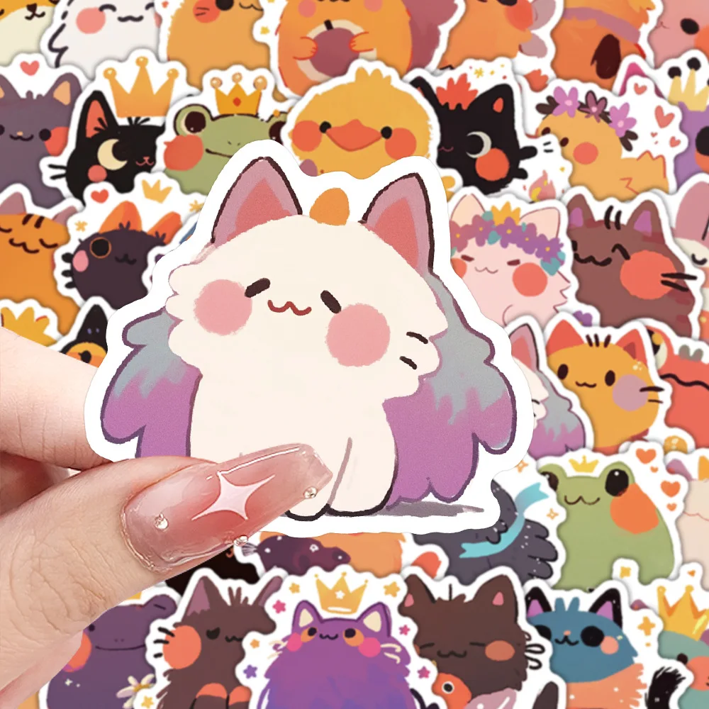 10/63PCS Kawaii Animal Sticker Funny Chicken Frog Cartoon Graffiti Decal Toy DIY Refrigerator Scrapbook Phone Case Water Cup