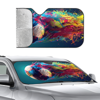 Colorful Abstract Soccer Car SunShade Three-layer Insulation Car Front Windshield Sun Shade Suction Cup Blocks UV Rays Sun
