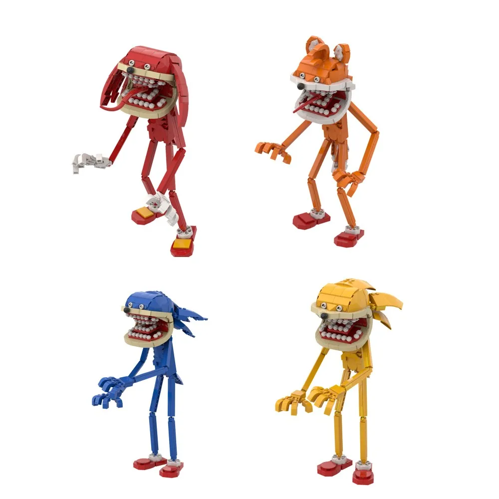 MOC Evils Sonics Scena Giochi horror Sonicedss Building Blcoks Mattoni Modello rosso Sonizi il riccio Anime Figura giocattolo per bambini Regalo