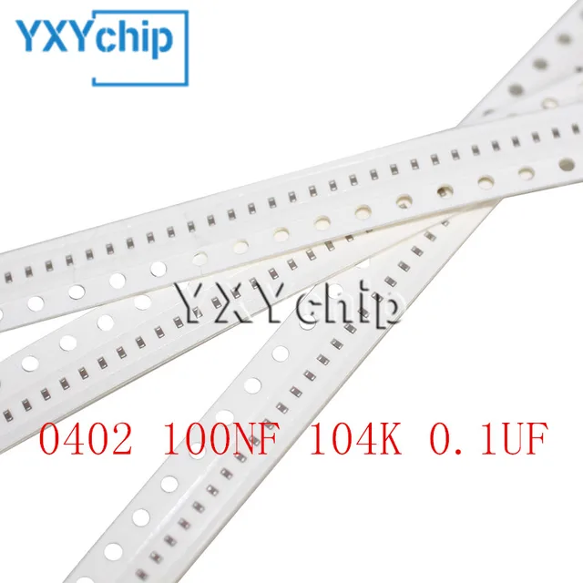 100PCS 0402 100NF 16V 25V 50V 100V 104K 0.1UF 10% X7R SMD Chip Wielowarstwowy kondensator ceramiczny 1005