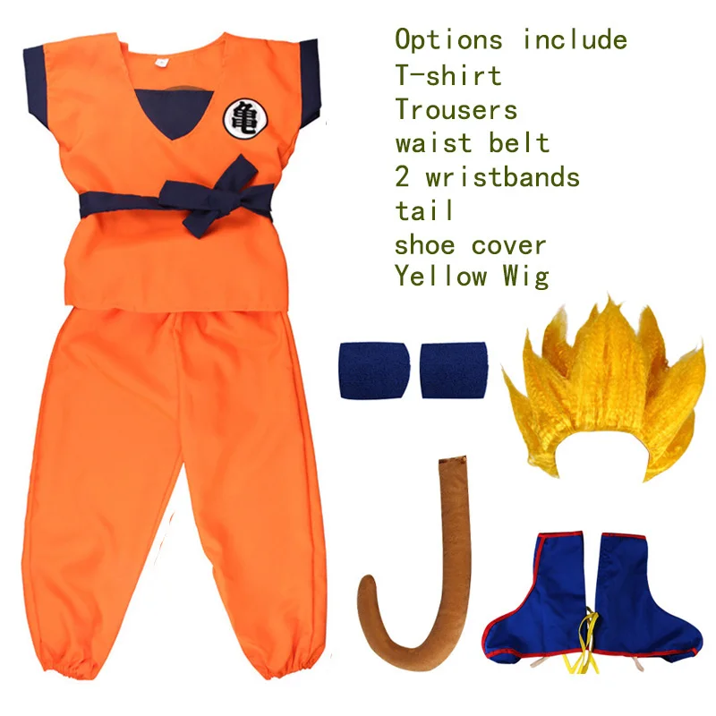 Disfraz De Goku Saiyan De Dragon Ball Z Para Adulto – Incluye Camiseta, Pantalones, Cinturón, Puños Y Fundas De Botas – Talla Naranja