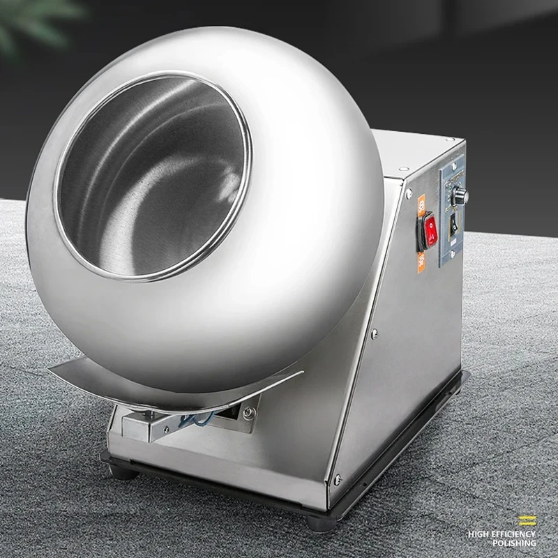 220V Commercial Small Sugar Coating Polishing Machine Stainless Steel Comes With Heating Drying Food Processing Equipment