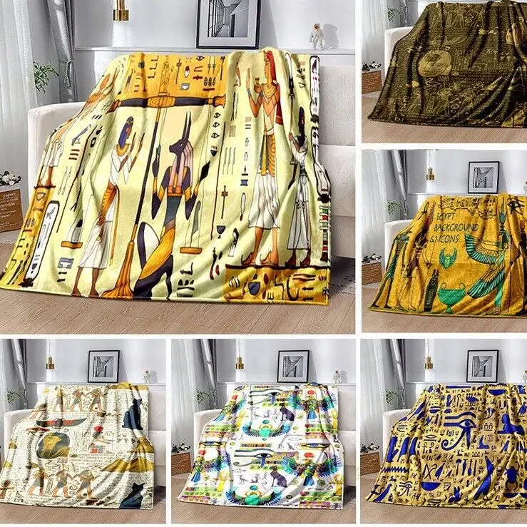 

Ancient Egyptian Mysterious Symbol Flannel Blanket 3D Digital Printed