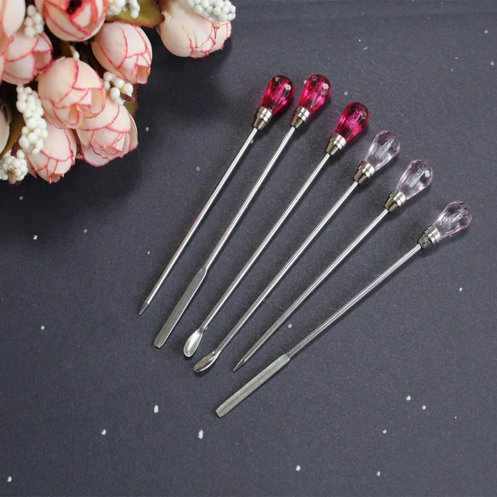 2개 네일 스터링 로드 스테인리스 스틸 아크릴 팁 믹싱 스틱 젤 폴리쉬 글리터 파우더 매니큐어 도구 도팅 펜 네일 아트