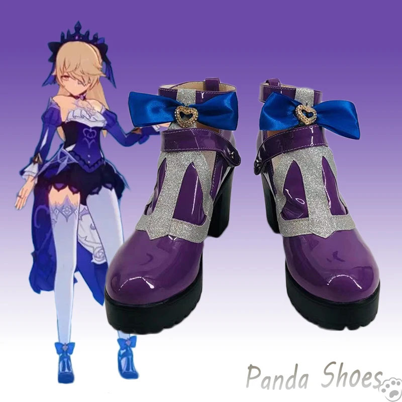 

Genshinimpact Fischl Cosplay Shoes Anime Game Cos Purple Leather Boots Fischl Cosplay Costume Prop Shoes for Halloween Party