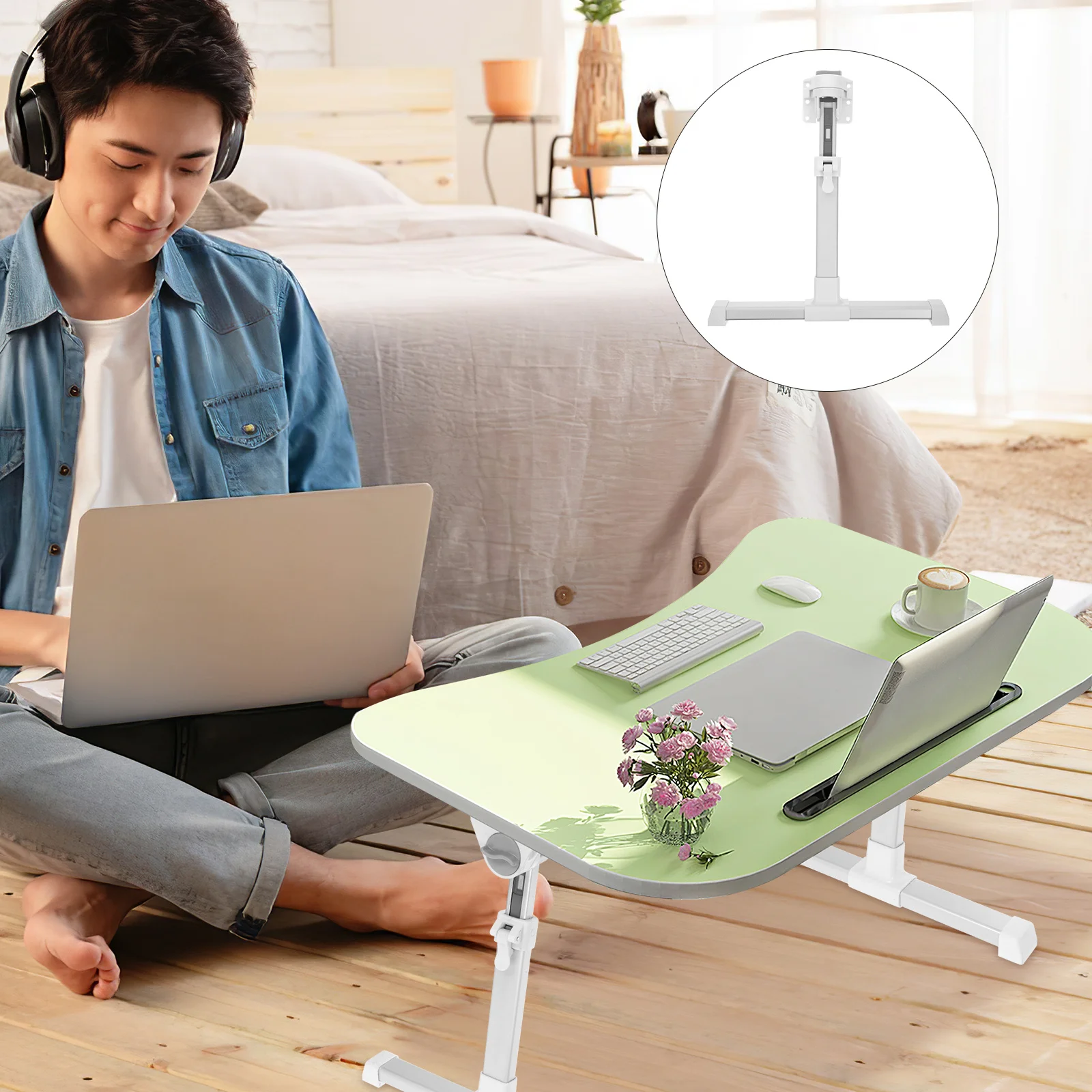 

1Set Adjustable Folding Table Legs for Home Office Elegant Simple Style Damage Resistant Replacement Leg Bed Desk Leg