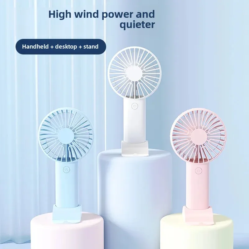 Stylish High Power Mini Fan with 3 Speed Quiet Operation and Phone Stand Feature Perfect for Cooling and Entertainment On the Go