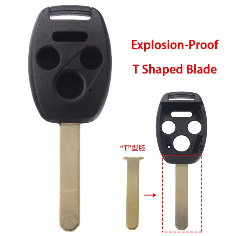 

For Honda Explosion-Proof Remote Key Shell HON66 Easy-Cut White Copper ,T-Shaped Key Embryo Two-in-One Detachable Chip Slot