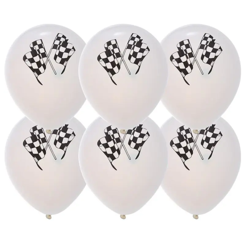 

10pcs Latex Biodegradable Checkered Racing Flag Design Party Supplies Reusable Balloons For Race Car Themed Events Racing Party