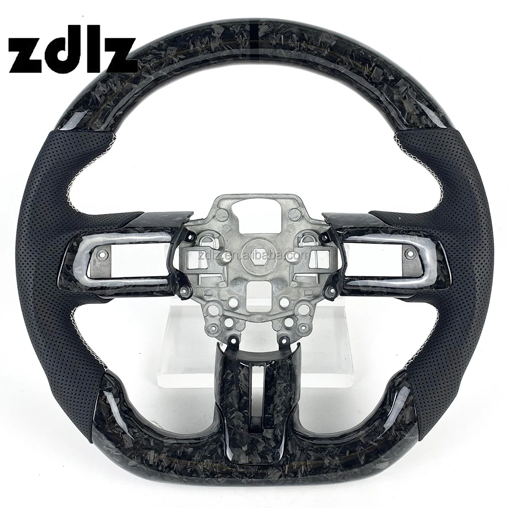 

Forged Carbon fiber For Ford mustang GT 2015 2018 2019 2023 Perforated Leather Steering Wheel