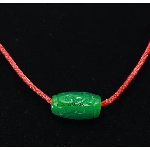 Natural Green Jade Carving Dragon Bead Pendants Accessories DIY Bangle Charm Jewellery Fashion Hand-Carved Amulet Sweater Chain