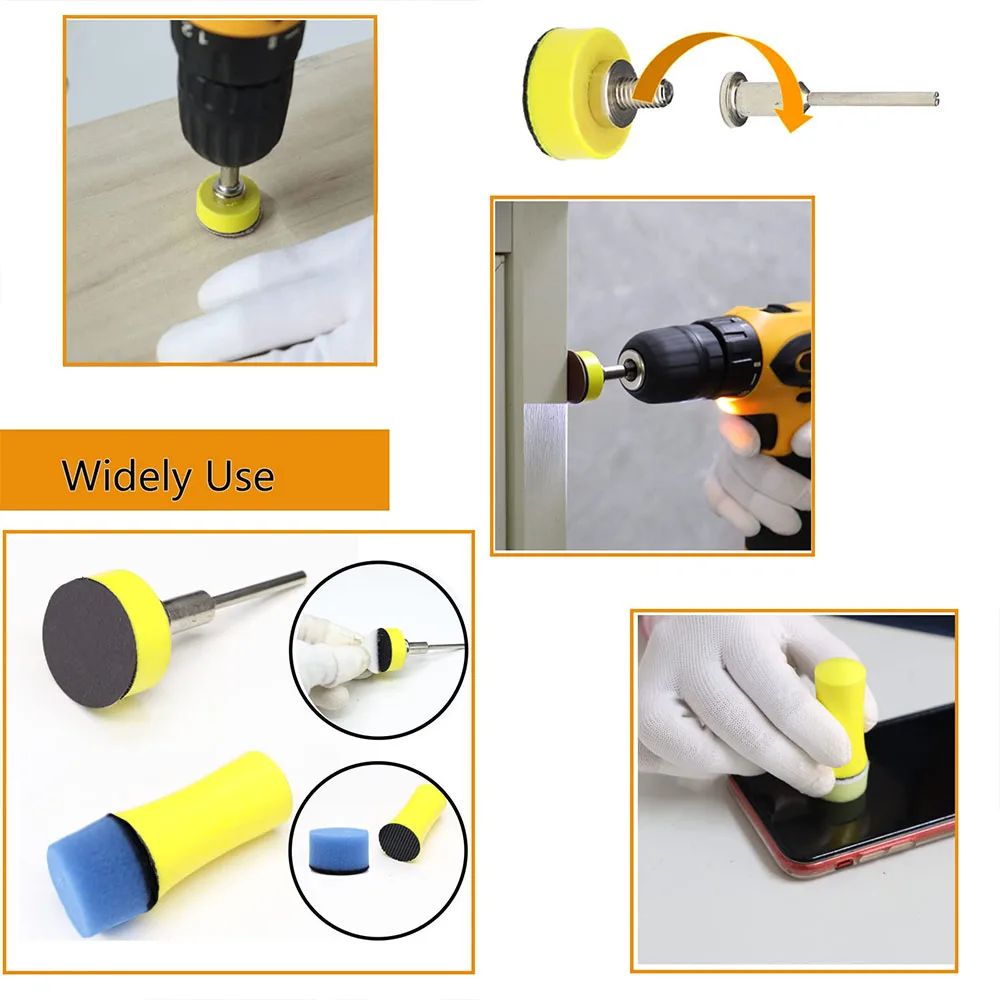 Support et papier de verre sec de 1 pouce, 60 # à 10000 #, avec tige de 1/8 ", pour perceuse, meuleuse, outils éloignés