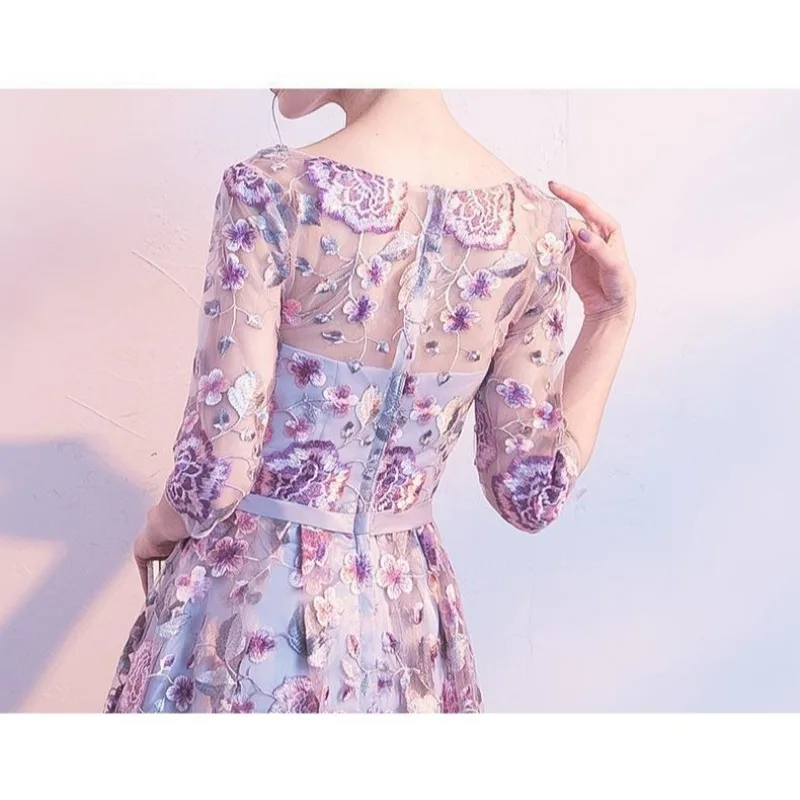 Elegante vestido de noite rosa de um ombro com um senso de luxo 25 novo anfitrião banquete atmosfera socialite pedidos vestido de casamento