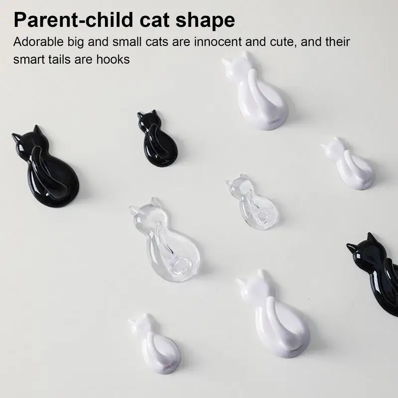 Cat Hooks Cute Cartoon Shape Wall Self Adhesive Solid Color Decorative Hangers For Bathroom Kitchen Dormitory Aprments Accessory