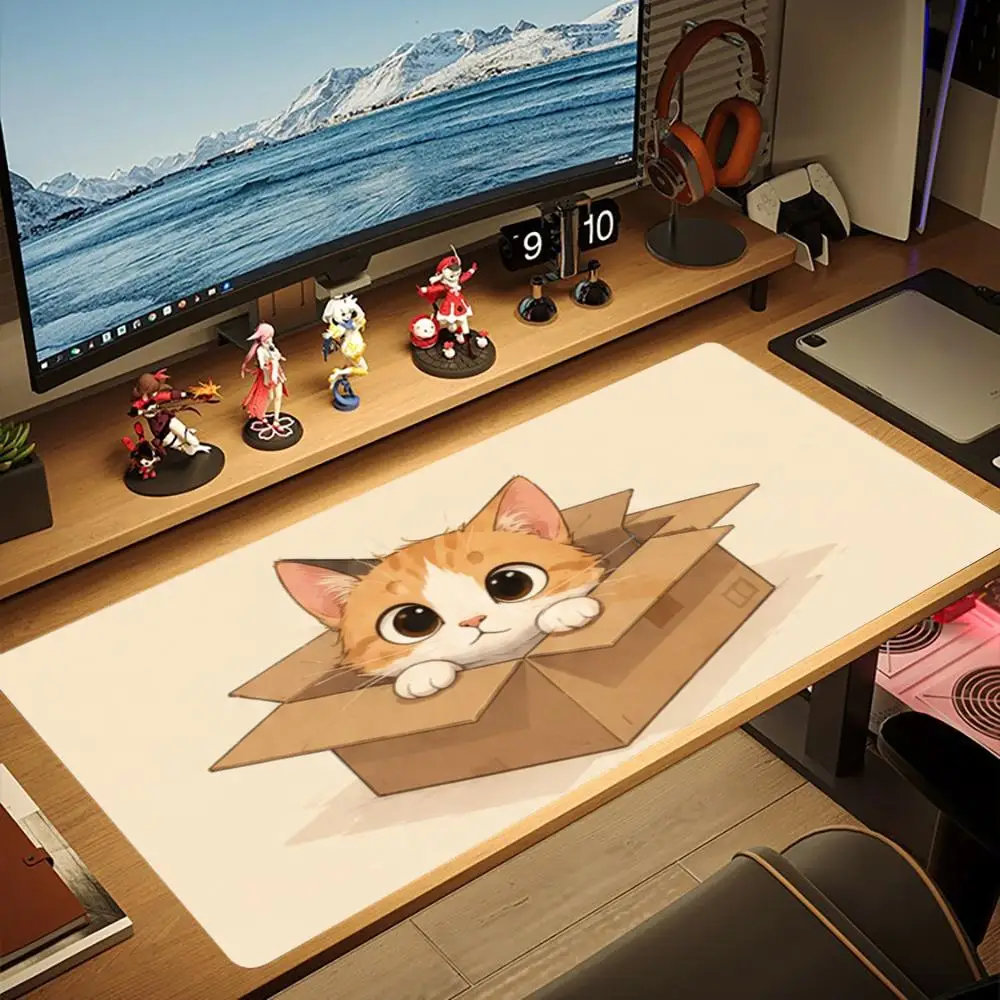 Cute Cartoon Kitten Mouse Pad Non-Slip Mat Xxl Large Gamer Keyboard Deskmat Computer Mousepad Orange Tabby Siamese Cat Art