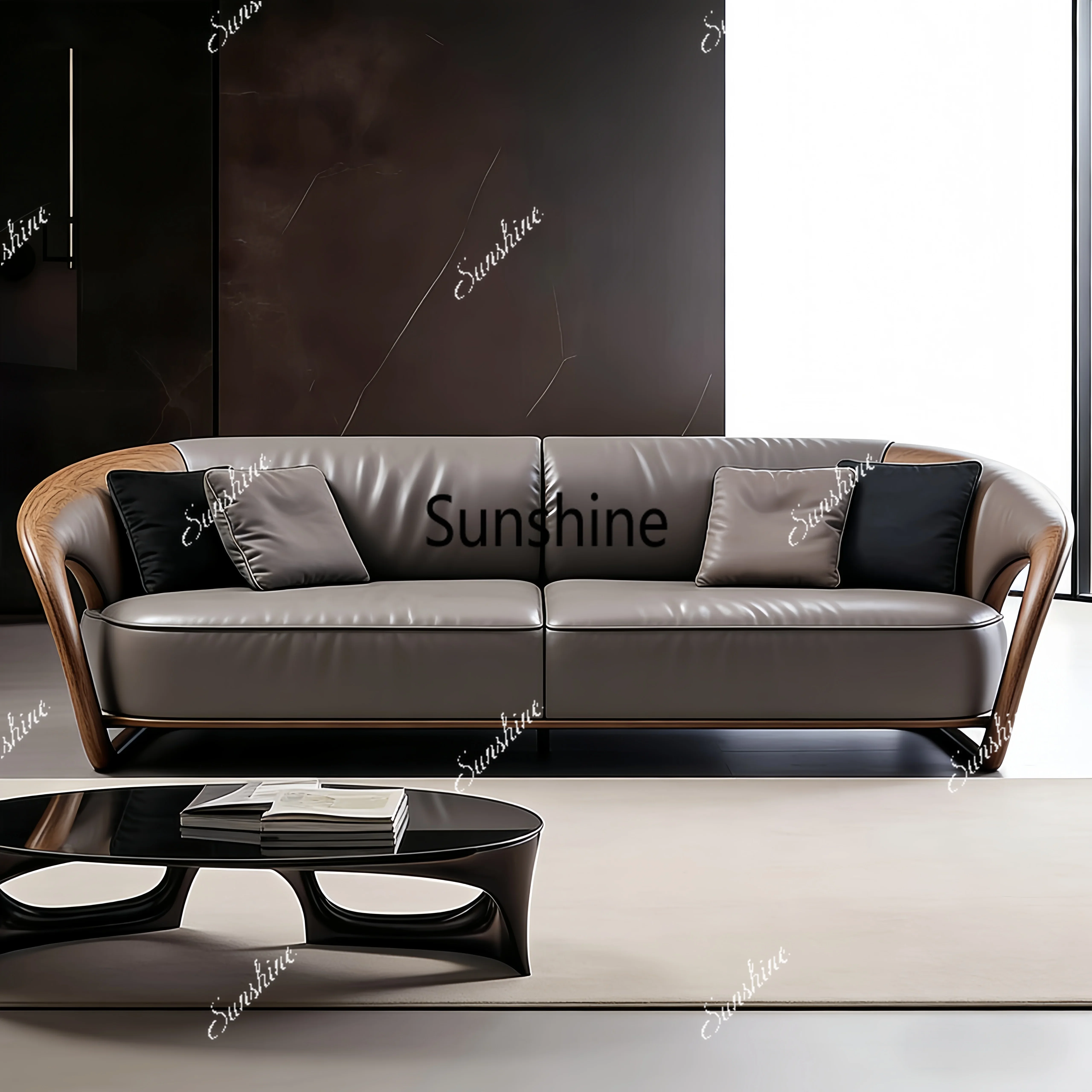 

New Chinese-style solid wood living room sofa straight row casual simple high-end furniture customization