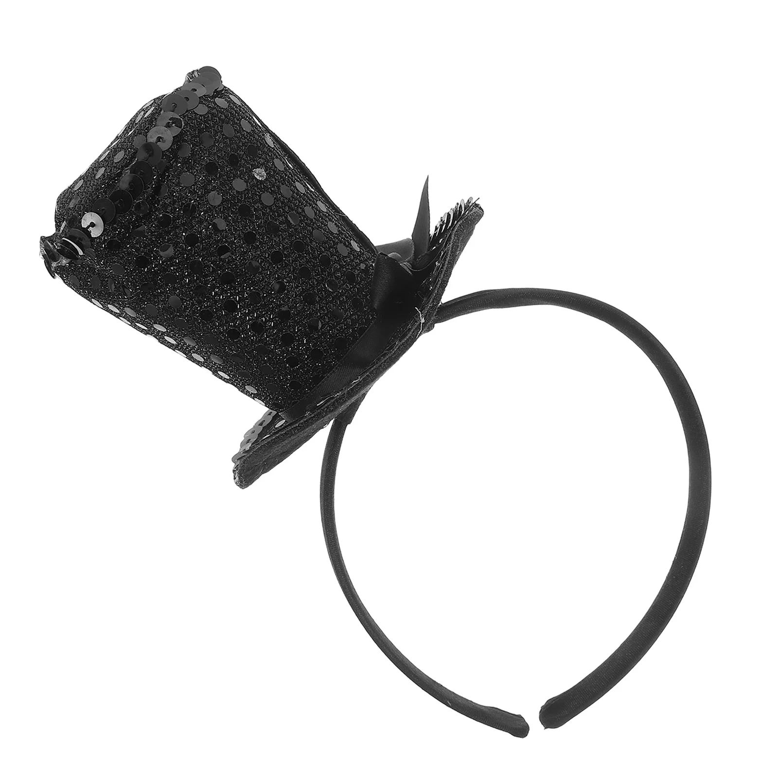 

Mini Black Top Hat Headband Sequin Fascinator Bow Halloween Cosplay Costume Hair Party Women Girls 1920S Party Hair