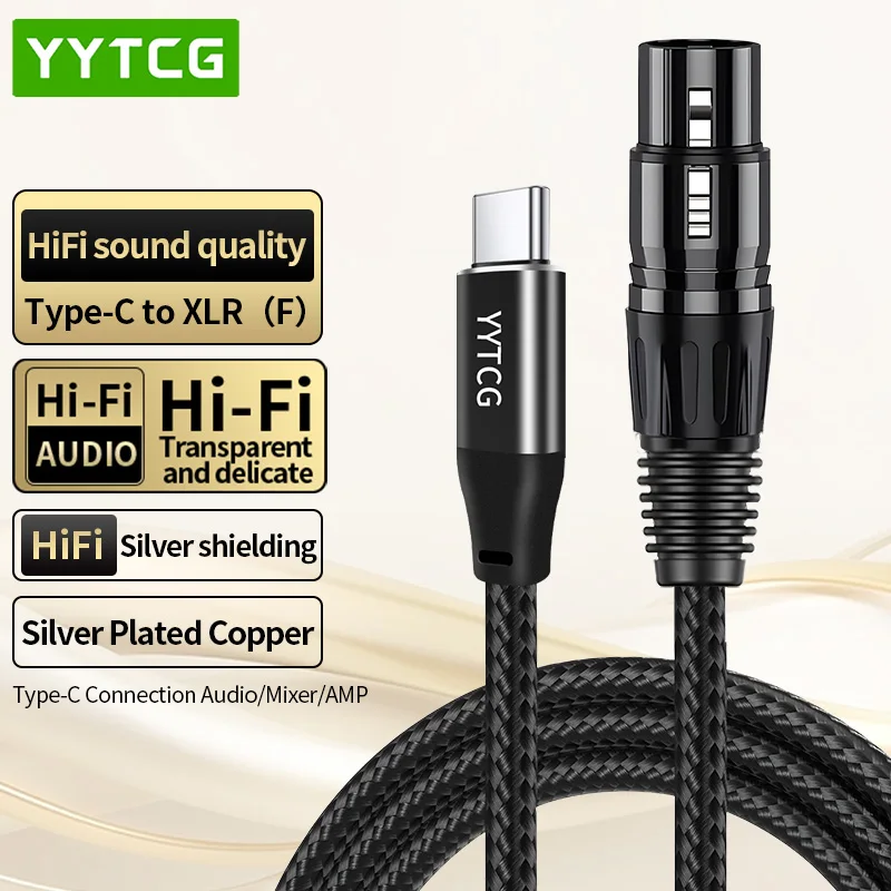 USB-C To 3-pin XLR Type C Cable Male to 3 Pin XLR Female Microphone Cable For Mixing Console Audio Speakers Amplifiers Laptops