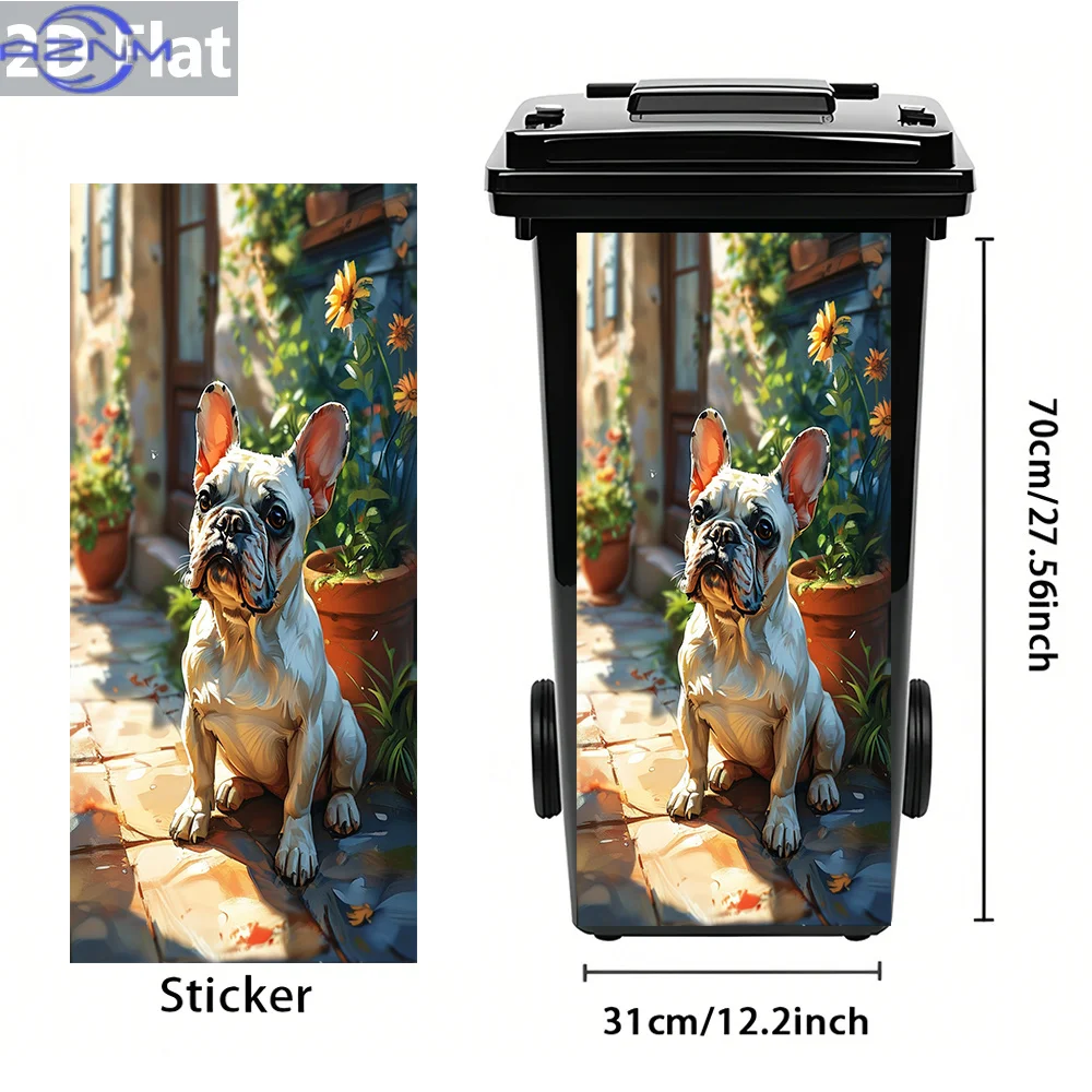 Vibrant French Bulldog Design Waterproof PVC Stickers with Adhesive for Trash Cans, Wall Decor, Home Art, DIY Murals, and Room