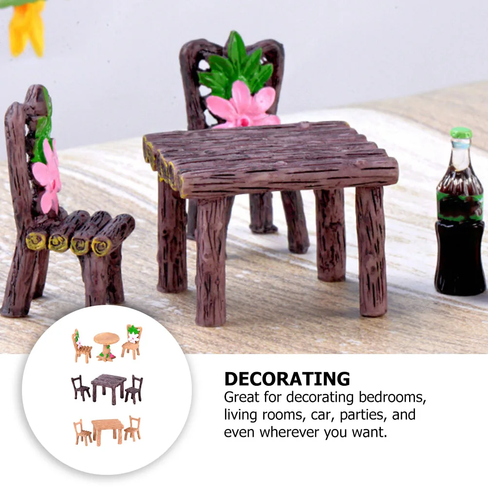 

5 Sets Chair for Tables Mini and Ornaments Creative Adornment Bonsai Miniature Decorations Resin Crafts