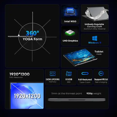 CHUWI MiniBook X 2025 2-i-1 bärbar surfplatta Intel N150 processor 10,51 10 best sales anteckningsbokspel - №7