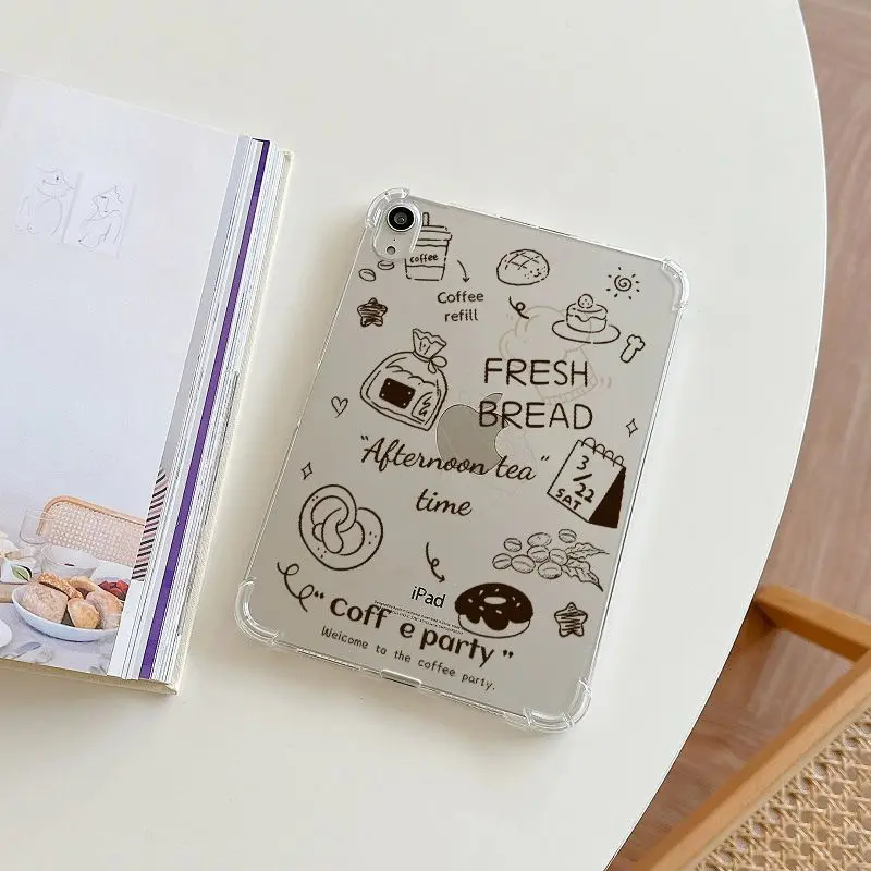 Cartoon Four Corner Airbag iPad Case For iPad Pro 11 13in 2025 iPad Pro 12.9in Air7 10th 11th M4/5 MINI Clear Protective Cover