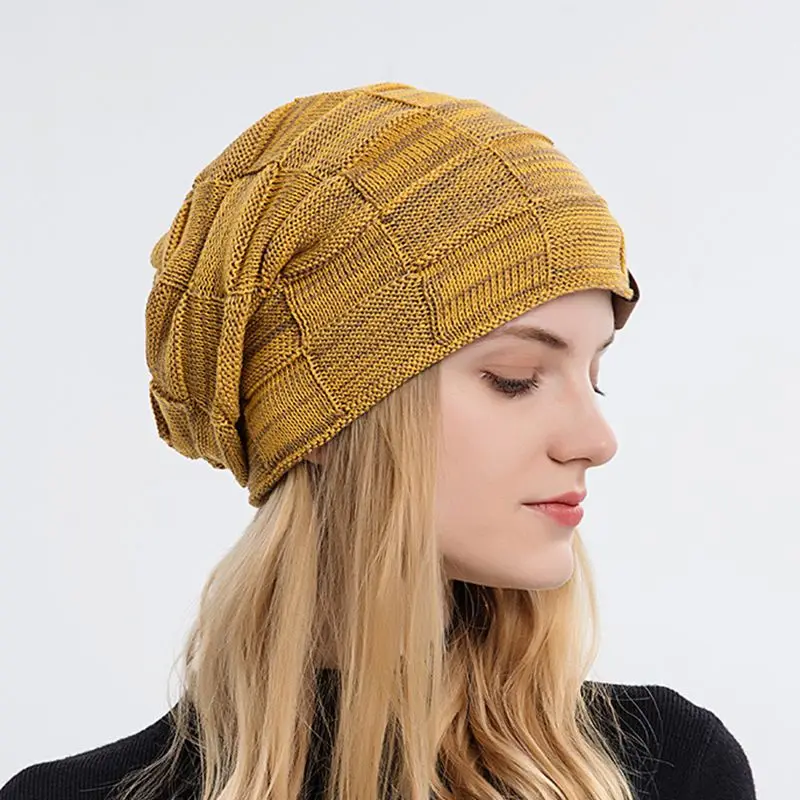 Czapka zimowa ciepła Plus Size na zewnątrz dzianinowa czapka męska damska wełniana czapka z pomponem Casual Stretch szydełkowa czapka czapka beanie dla kobiet mężczyzn