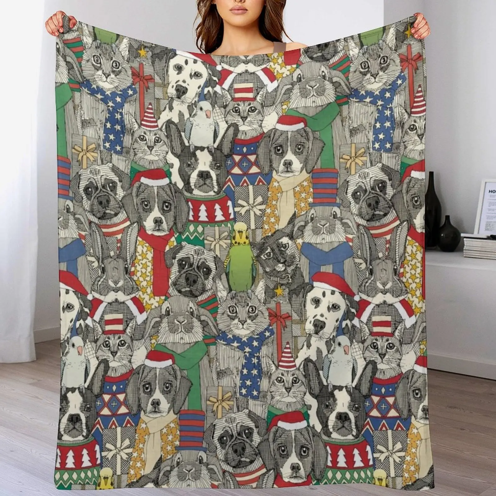 

christmas pets Throw Blanket Thermals For Travel sofa bed Blankets
