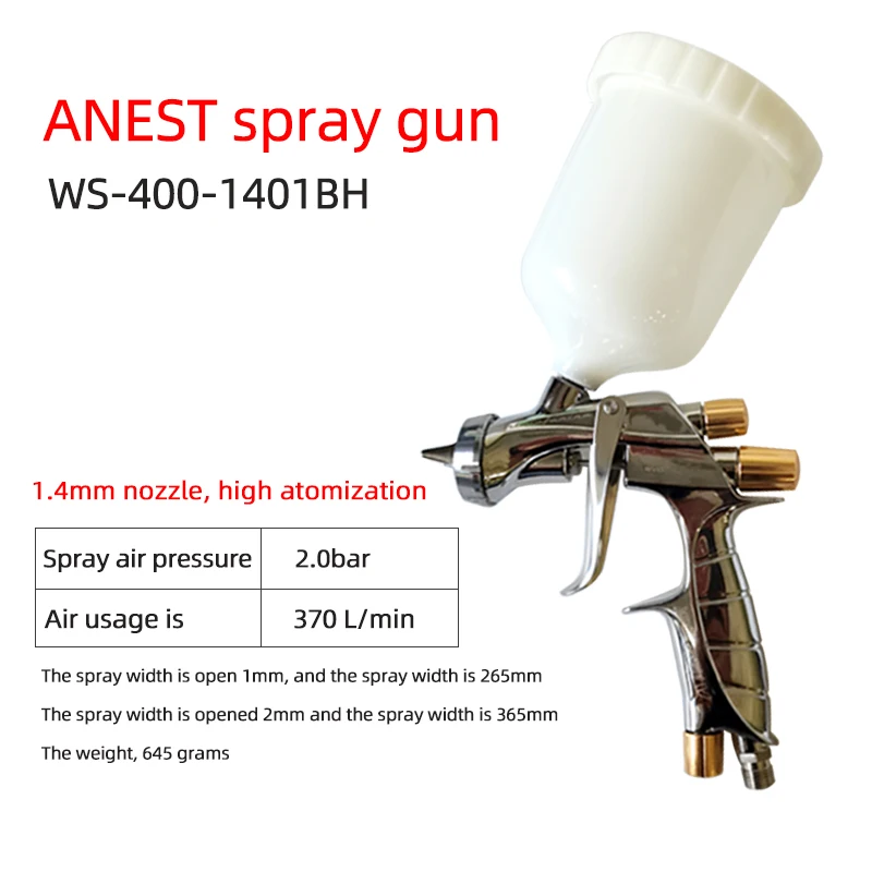 Original Japan Iwata Spray Gun WS400 Auto Sheet Metal Paint Spraying High Atomization Slit Nozzle Pot Gun 1.3