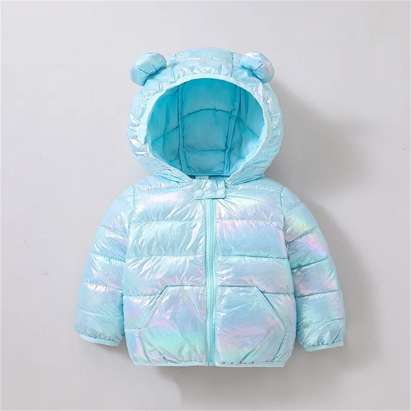 Abrigos de invierno para niños y niñas, sudaderas brillantes, chaqueta acolchada ligera, prendas de vestir