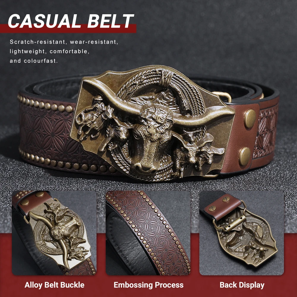 【Con caja de regalo】Cinturón de moda para hombre, estilo clásico mezclado con diseño occidental, perfecto para regalos navideños.