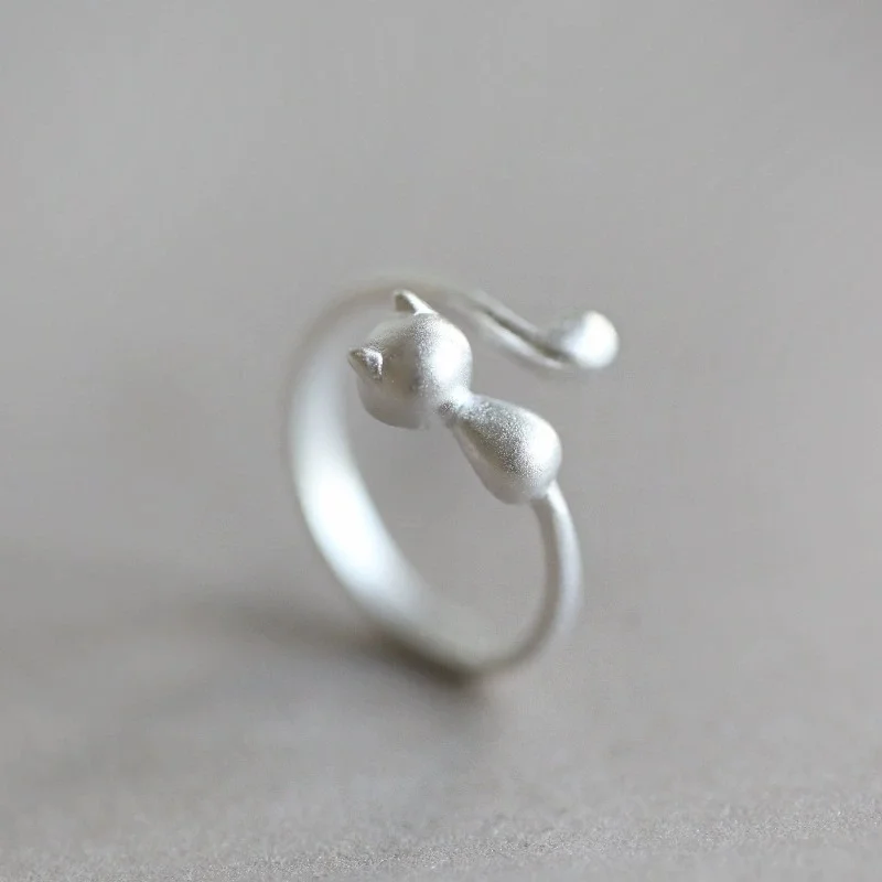 Hot selling new 925 sterling silver personalized, fashionable, and beautiful little fresh cat opening ring accessory  JZ125