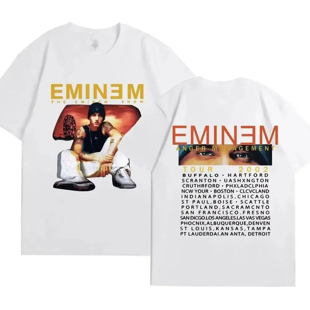 Eminem Graphic Print T Shirt Hip Hop Streetwear Rock T Shirt Short Sleeve Fashion Casual Crew Neck Plus Size T Shirt Women