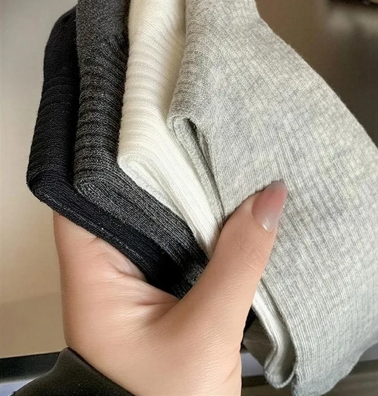 Damenmode-Socken, koreanische einfarbige, gestreifte Wadensocken, schlicht, für Frühling und Sommer, atmungsaktiv, bequem, Stapelsocken, mittelgroß bis klein – Detail 6