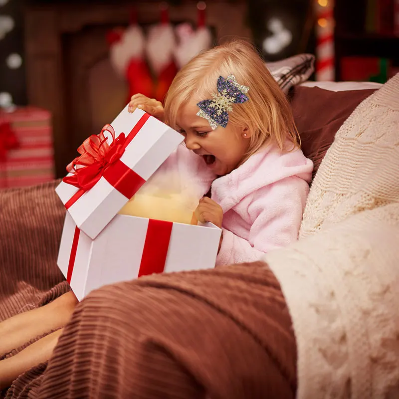 Fermagli per capelli di natale fermagli per fiocchi per capelli glitterati regalo di natale per ragazza albero di natale fermaglio per capelli con