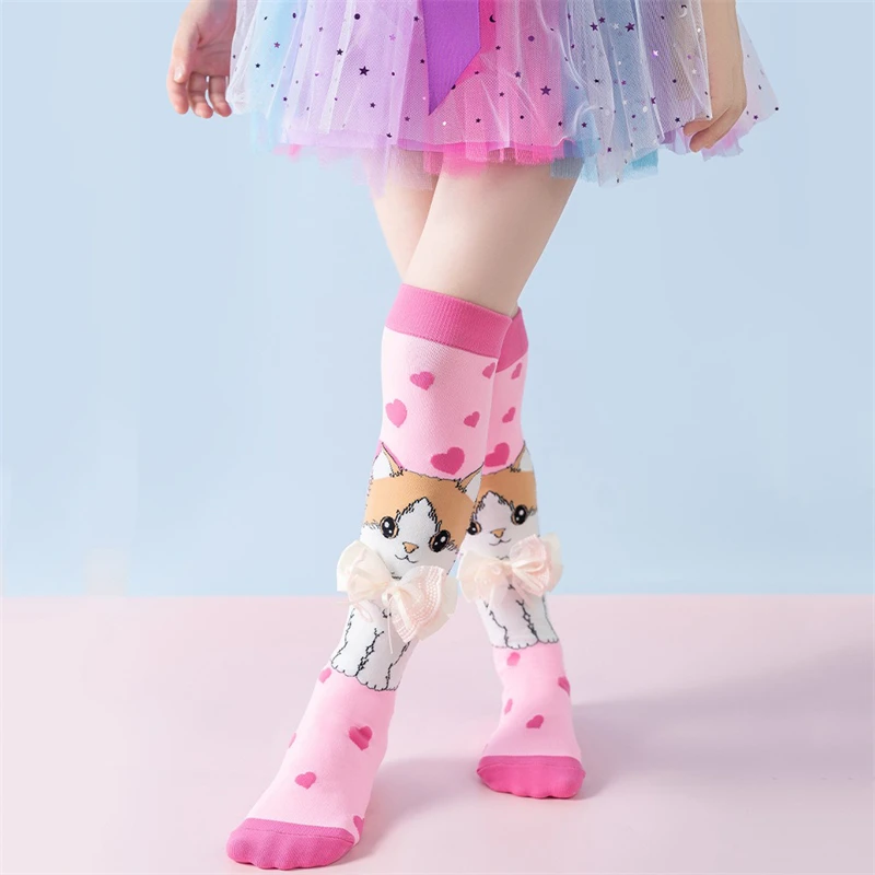 Cartoon-Hasen-Mädchen-Jungen-Strümpfe Lustige 3D-Großohren/Katze/Blumen Kindersocken Party Festival Kinder Lange Socken Kniehohe Socken – Detail 3