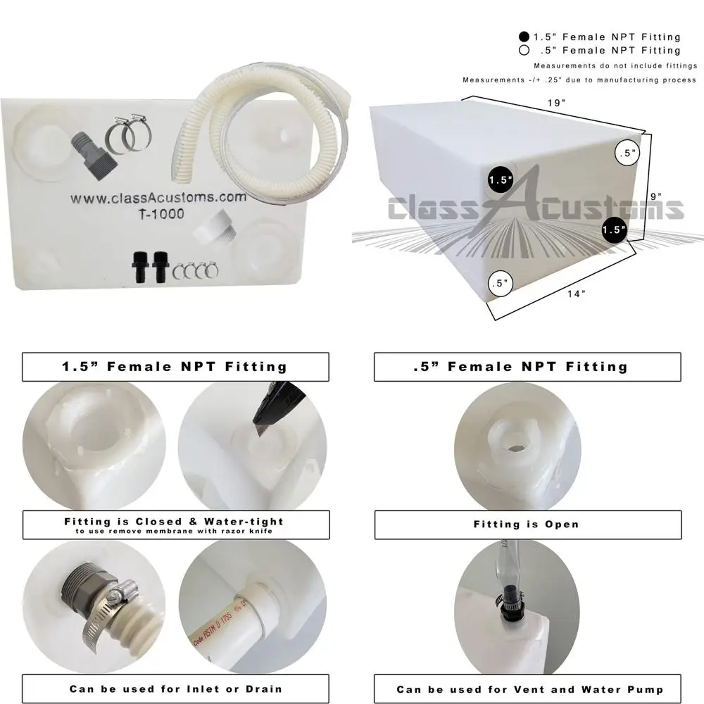 Kit portátil de tanque de agua dulce de 10 galones para soportes de autocaravana y concesión