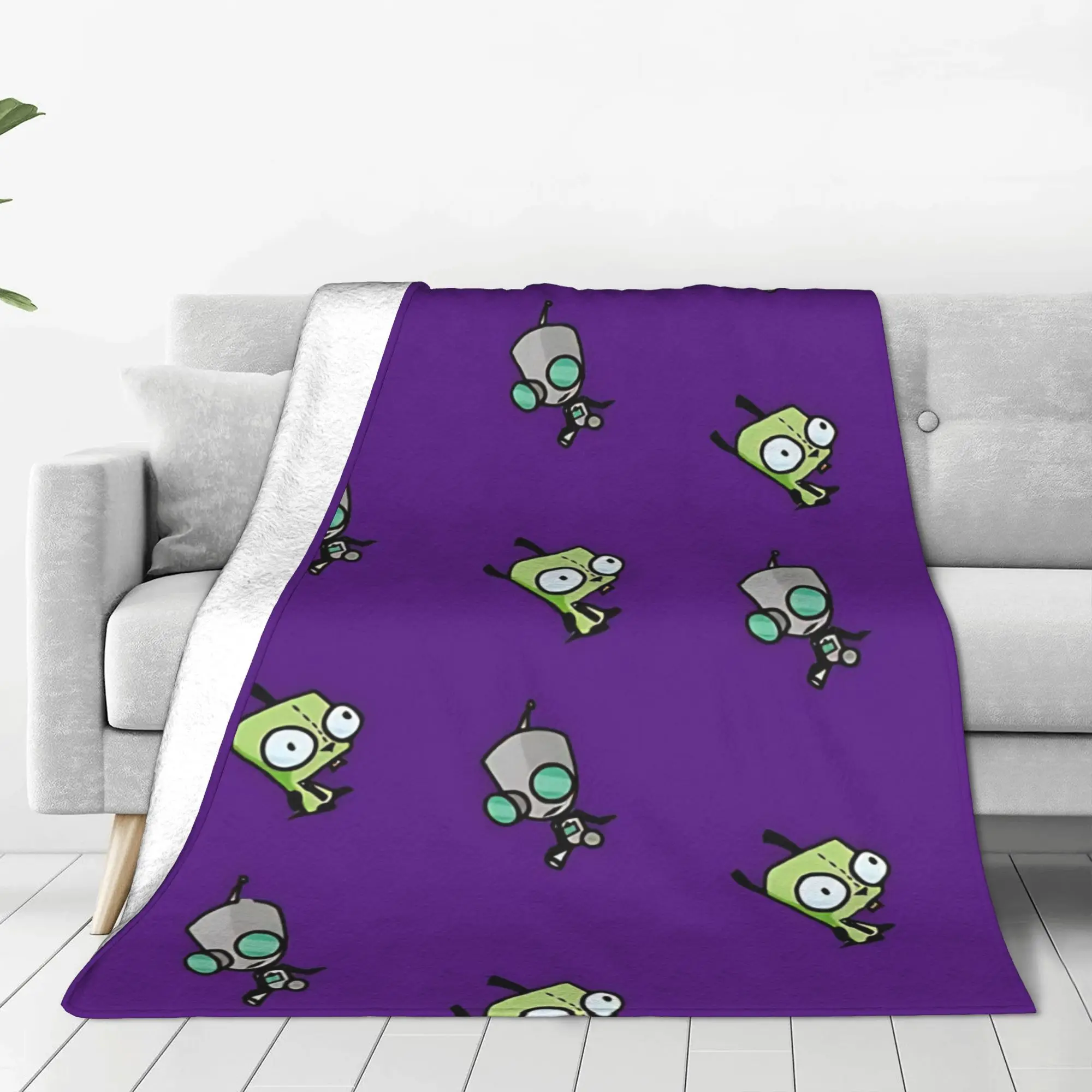1PC vintage alien  Invader Zim Home Room Decorations Winter Blankets For Adults Bedding Home Interior Sofa Knee