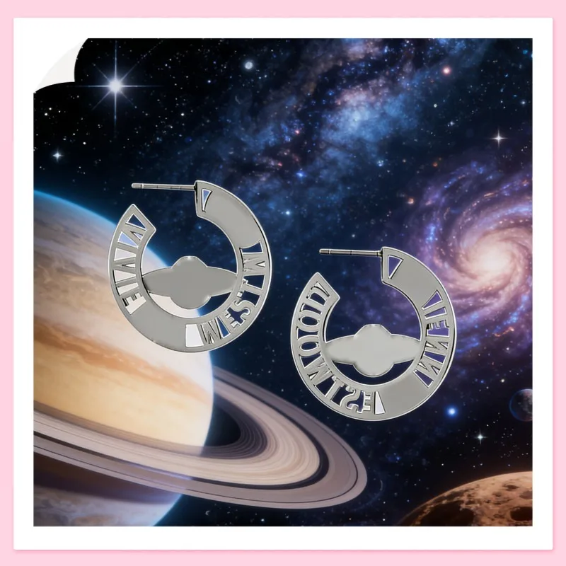 

Серебряные серьги-кольца с 3D-дизайном Сатурна, панк-серьги с полыми буквами для женщин, для вечеринок, на каждый день, в подарок