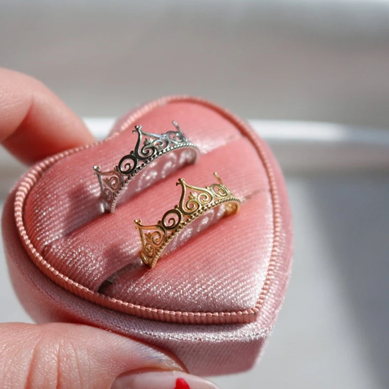 Princess Ring Cartoon As The Princess And The Pauper Jewelry Adjustable Gold Silver Color Crown Ring For Girl Gift image 2