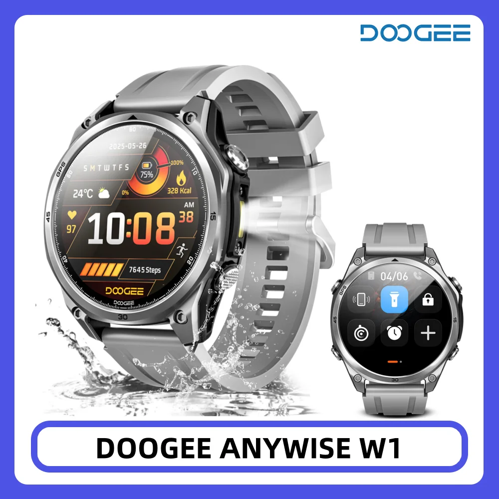 DOOGEE ANYWISE W1 Smart Watch 5ATM Water Resistance 178 Sports Modes Health Monitoring Dual-frequency GPS Reminder function