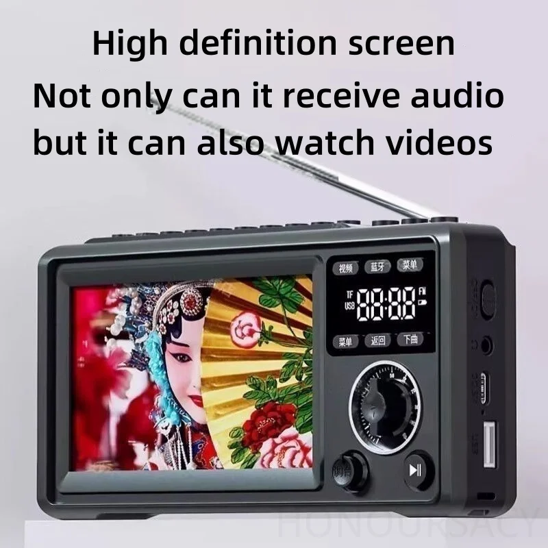 Беспроводной Bluetooth-динамик, уличный портативный дисплей высокой четкости, MP4-плеер Caixa De Som, полнодиапазонный FM-радио, MP3-плеер