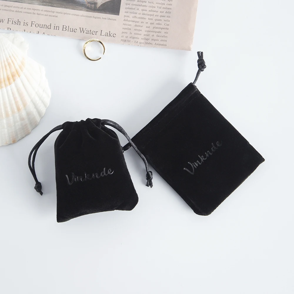 

50pcs Wholesale Black Custom Logo Velvet Jewelry Packaging Bangle Earring Bracelet Dice Necklace Women Gift Velevt Storage Pouch