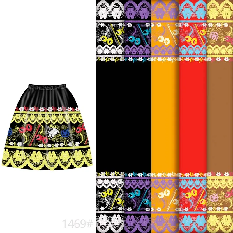 

2025 Popular 100% Polyester Tribal Fabric Flower Design for Woman Dress&Skirt Clothing