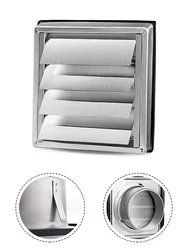 1pcs 100/125/150mm Stainless Steel Air Vent Wall Ventilation Cap Movable Square Air Outlet Kitchen Wall Grilles Duct Cover