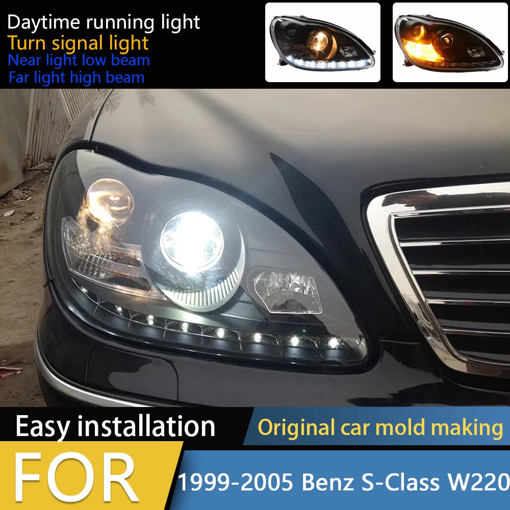 

Стайлинг автомобиля для Mercedes Benz W220 Фара 2002-2005 W220 Фара S280 S320 S500 S600 S350 Benz S Class DRL Поворотник низкий